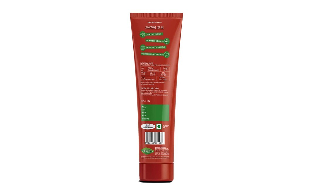 Wingreens Farms Schezwan Chilli Garlic Sauce    Pack  130 grams